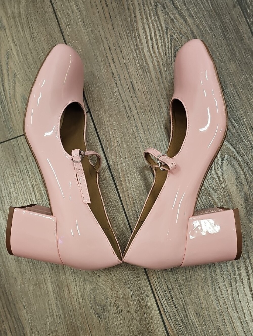 Journee Collection Glossy Light Pink Mary Jane Block Heels - Picture 7 of 10